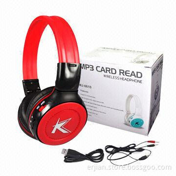 Fashion wireless headphones with TF card slot, FM radio, running light, built-in battery